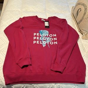 Peloton Sweatshirt Everyday Oversized Crewneck Pink Floral Logo Bike NEW